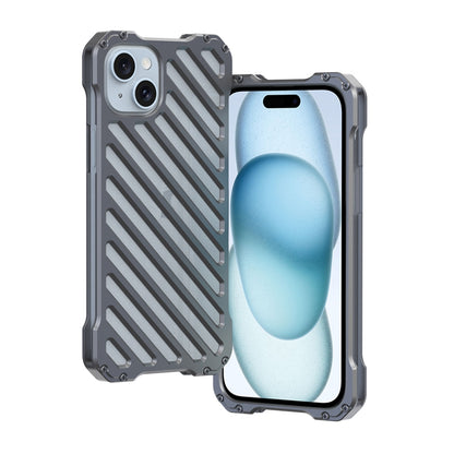 ELECTROPRIME For iPhone 15 Plus R-JUST RJ-50 Hollow Breathable Armor Metal Phone Case(Space Grey)