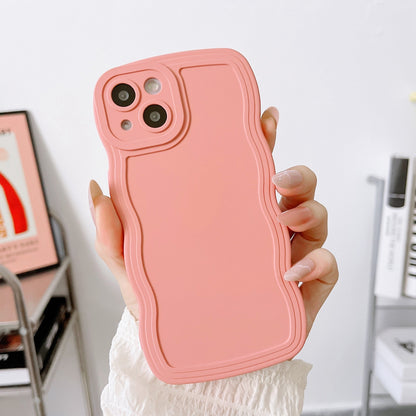 ELECTROPRIME For iPhone 15 Wave Edge Silicone Phone Case(Pink)