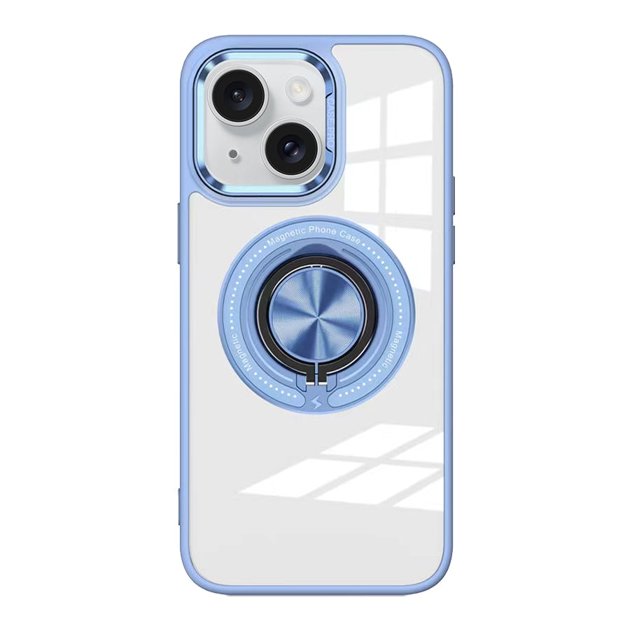 ELECTROPRIME For iPhone 15 Magnetic Rotating Ring Holder Acrylic Phone Case(Light Blue)