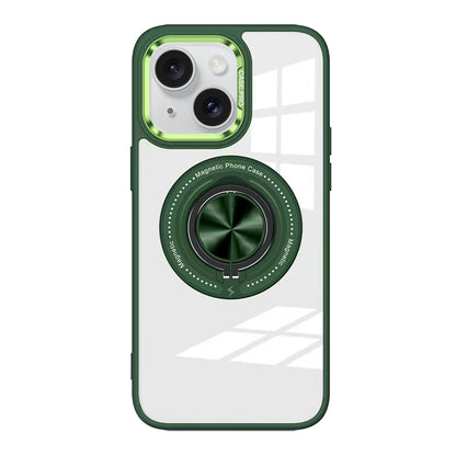 ELECTROPRIME For iPhone 15 Magnetic Rotating Ring Holder Acrylic Phone Case(Green)