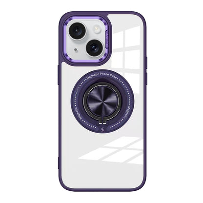 ELECTROPRIME For iPhone 15 Magnetic Rotating Ring Holder Acrylic Phone Case(Dark Purple)