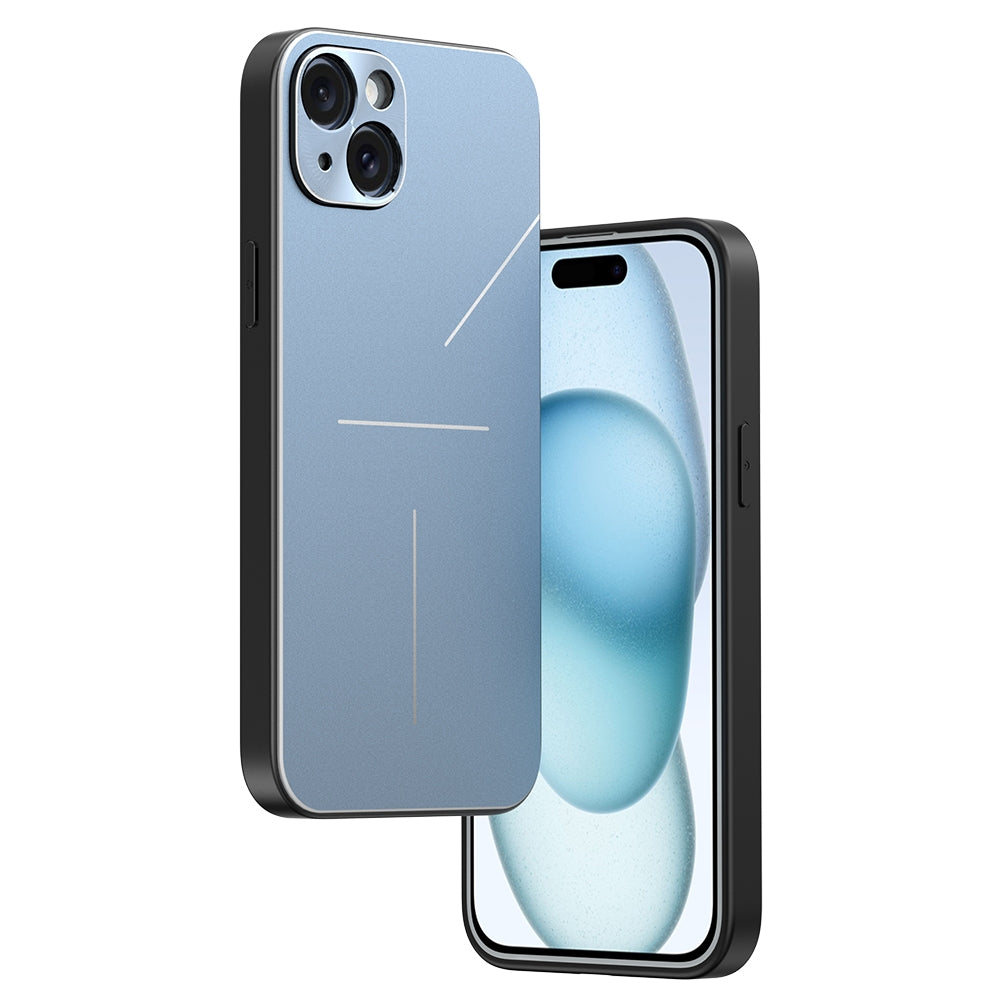 ELECTROPRIME For iPhone 15 Plus R-JUST RJ52 3-Line Style Metal TPU Shockproof Phone Case(Blue)