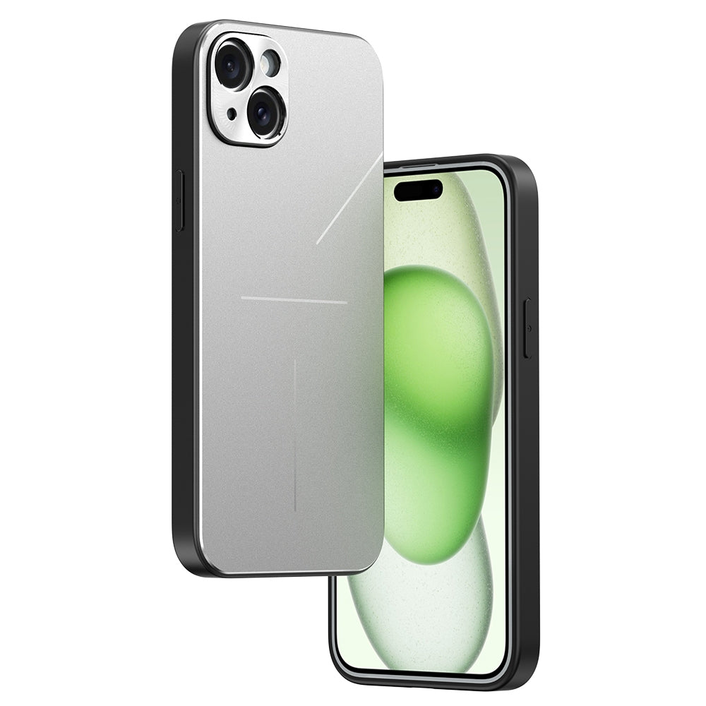 ELECTROPRIME For iPhone 15 R-JUST RJ52 3-Line Style Metal TPU Shockproof Phone Case(Silver)