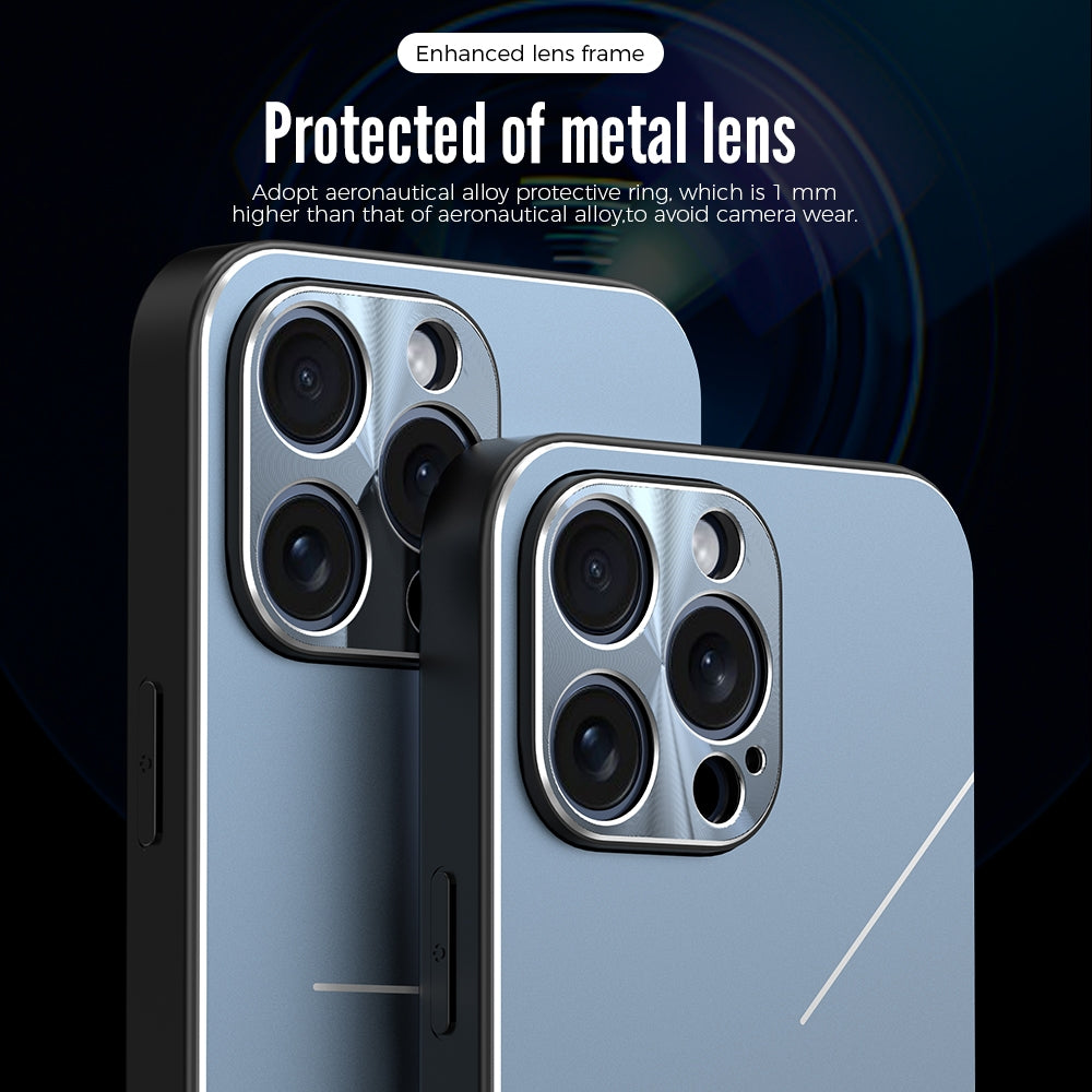 ELECTROPRIME For iPhone 15 Plus R-JUST RJ52 3-Line Style Metal TPU Shockproof Phone Case(Blue)