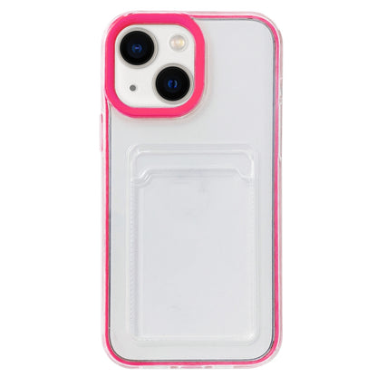 ELECTROPRIME For iPhone 15 360 Clear PC Hybrid  TPU Phone Case with Card Slot(Rose Red)