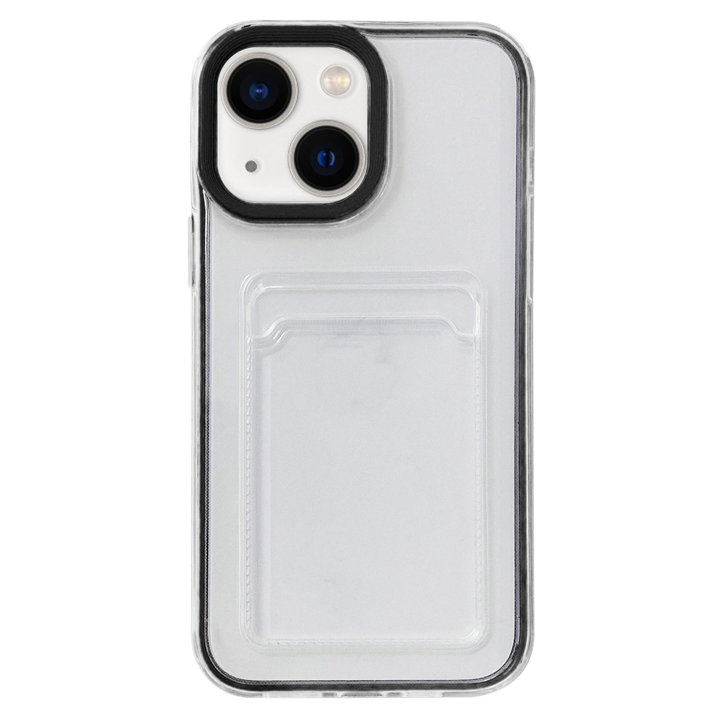 ELECTROPRIME For iPhone 15 360 Clear PC Hybrid  TPU Phone Case with Card Slot(Black)