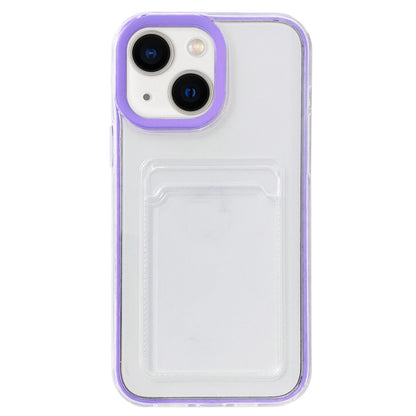 ELECTROPRIME For iPhone 15 360 Clear PC Hybrid  TPU Phone Case with Card Slot(Purple)