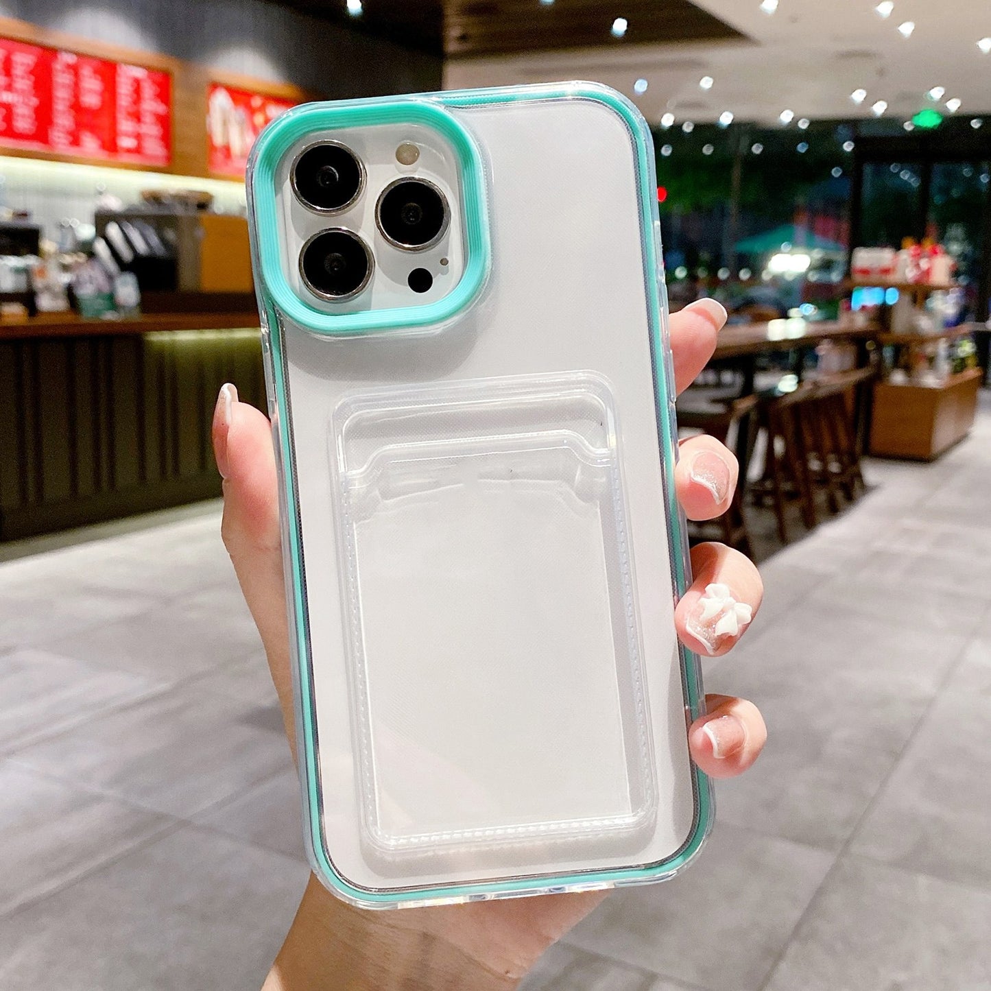 ELECTROPRIME For iPhone 15 360 Clear PC Hybrid  TPU Phone Case with Card Slot(Blue)