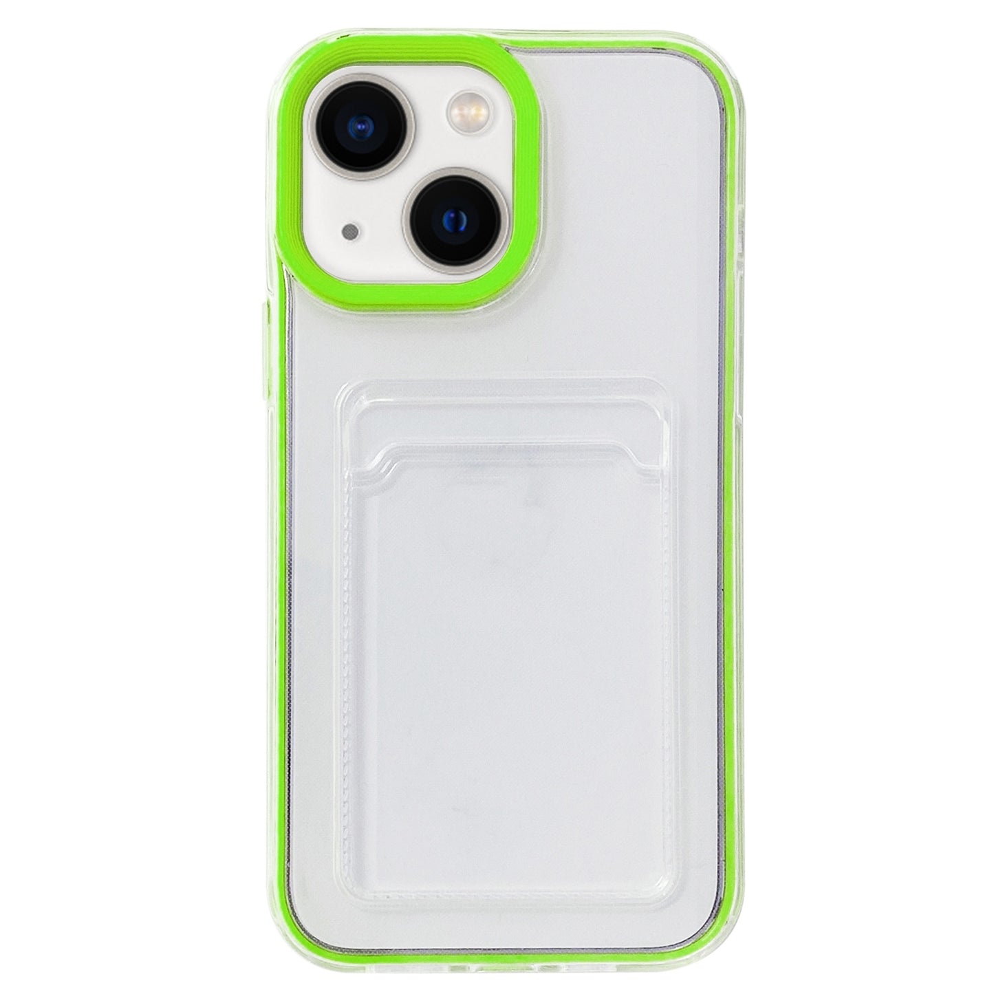 ELECTROPRIME For iPhone 15 360 Clear PC Hybrid  TPU Phone Case with Card Slot(Green)