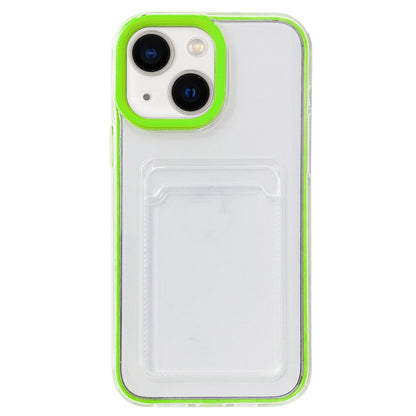 ELECTROPRIME For iPhone 15 360 Clear PC Hybrid  TPU Phone Case with Card Slot(Green)