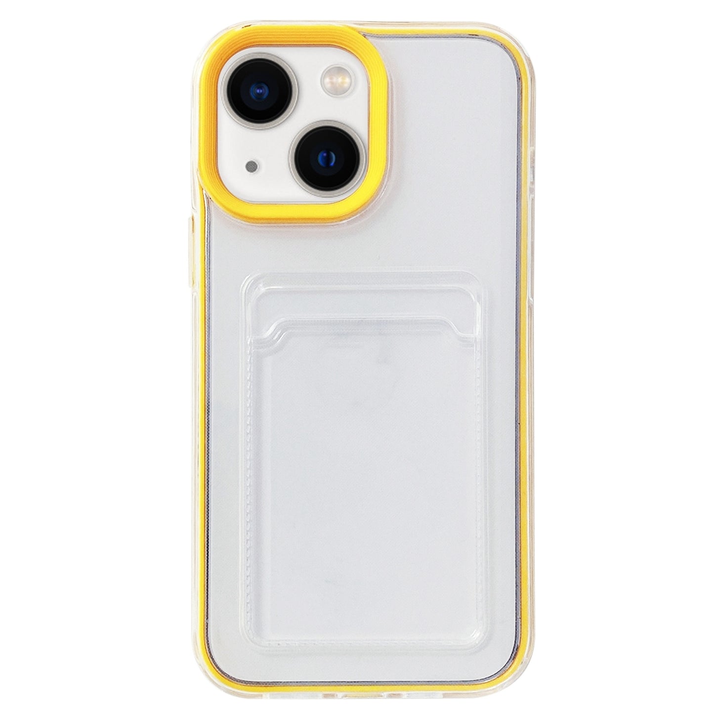 ELECTROPRIME For iPhone 15 360 Clear PC Hybrid  TPU Phone Case with Card Slot(Yellow)