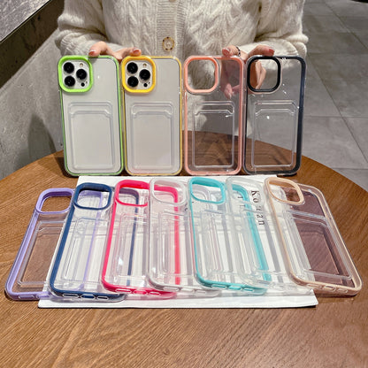 ELECTROPRIME For iPhone 15 360 Clear PC Hybrid  TPU Phone Case with Card Slot(Transparent)