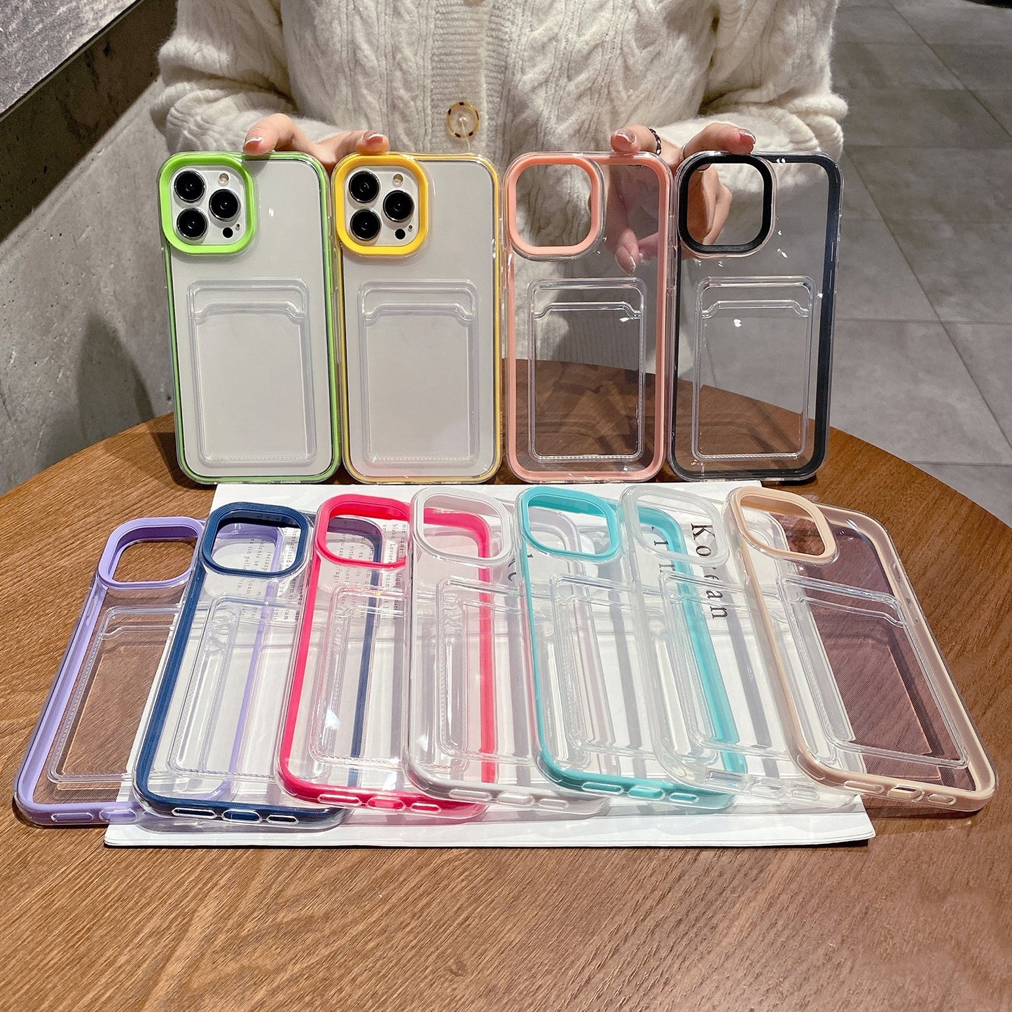 ELECTROPRIME For iPhone 15 360 Clear PC Hybrid  TPU Phone Case with Card Slot(Royal Blue)