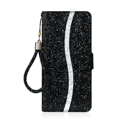 ELECTROPRIME For iPhone 15 Glitter Powder Filp Leather Phone Case(Black)