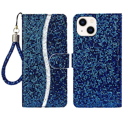 ELECTROPRIME For iPhone 15 Glitter Powder Filp Leather Phone Case(Blue)