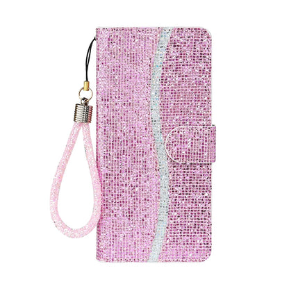 ELECTROPRIME For iPhone 15 Glitter Powder Filp Leather Phone Case(Pink)