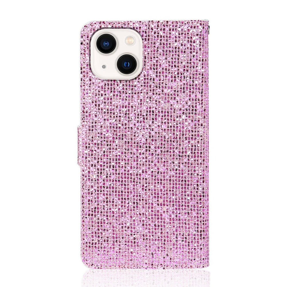 ELECTROPRIME For iPhone 15 Glitter Powder Filp Leather Phone Case(Pink)