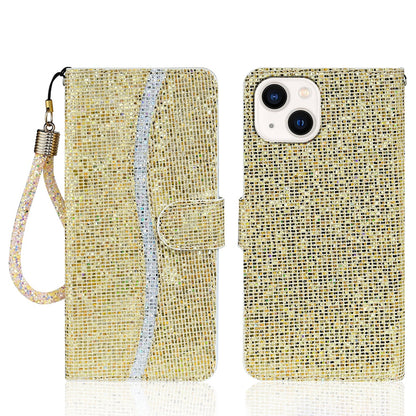 ELECTROPRIME For iPhone 15 Glitter Powder Filp Leather Phone Case(Gold)