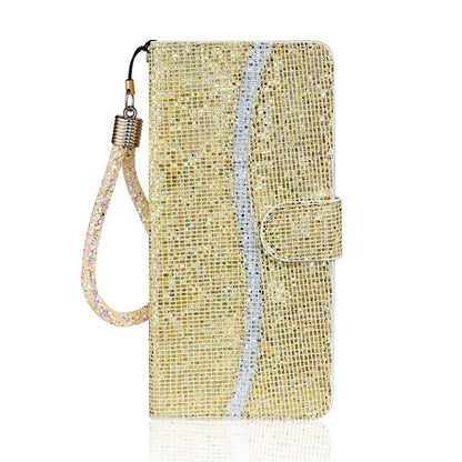 ELECTROPRIME For iPhone 15 Glitter Powder Filp Leather Phone Case(Gold)