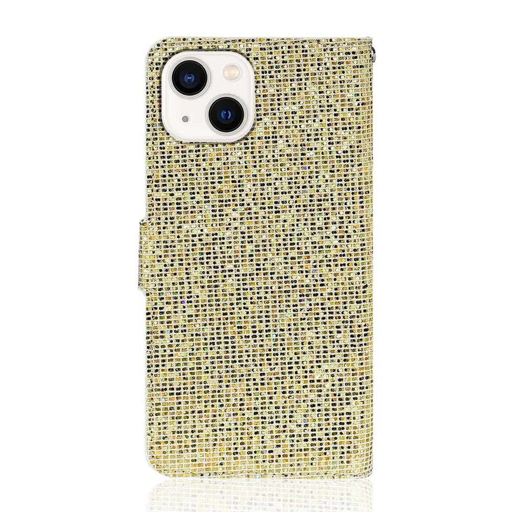 ELECTROPRIME For iPhone 15 Glitter Powder Filp Leather Phone Case(Gold)