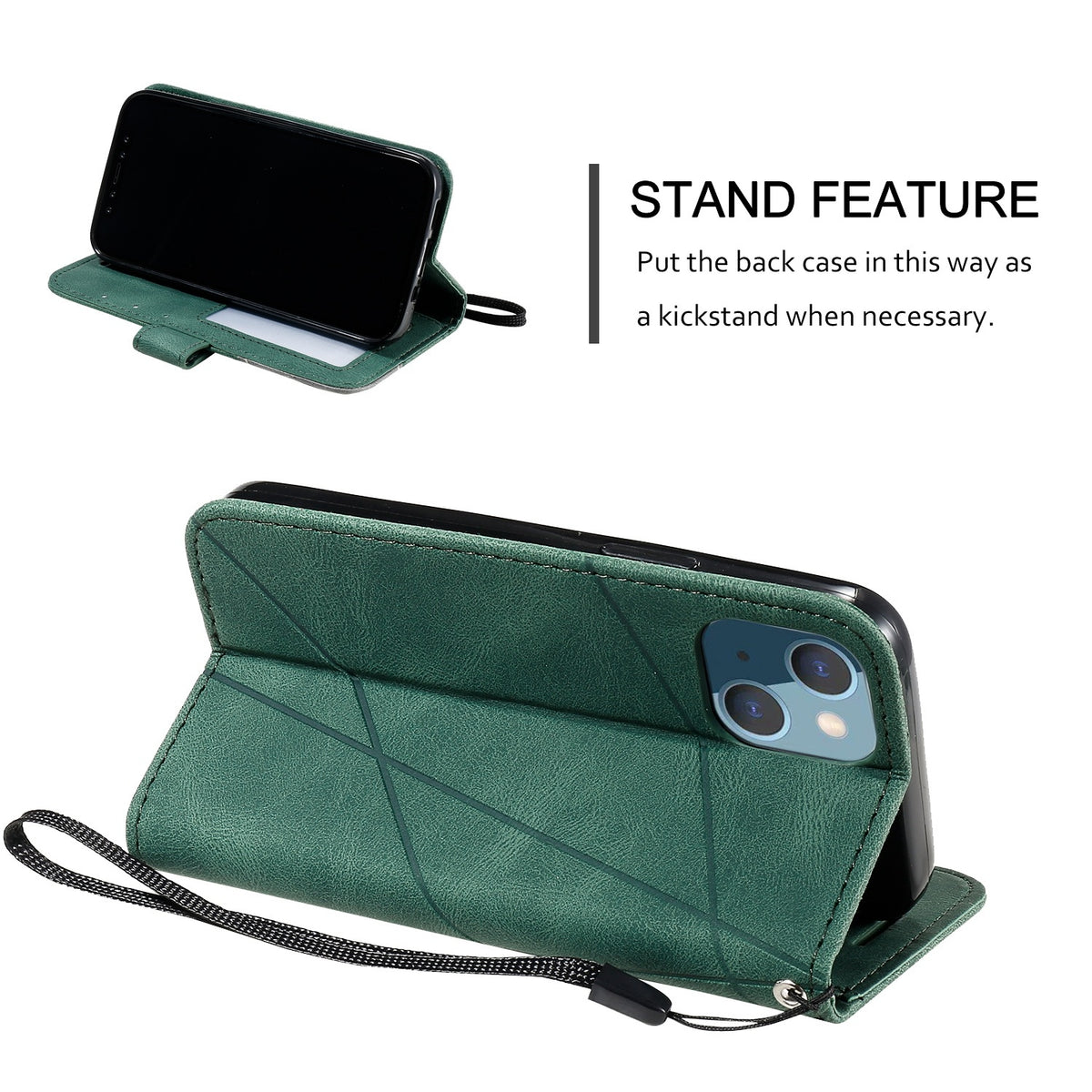 ELECTROPRIME For iPhone 15 Plus Skin Feel Splicing Leather Phone Case(Green)