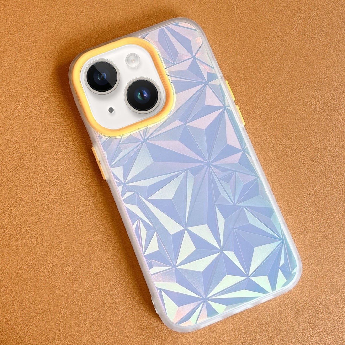 ELECTROPRIME For iPhone 15 Laser Diamond Pattern Frosted Phone Case(Yellow)