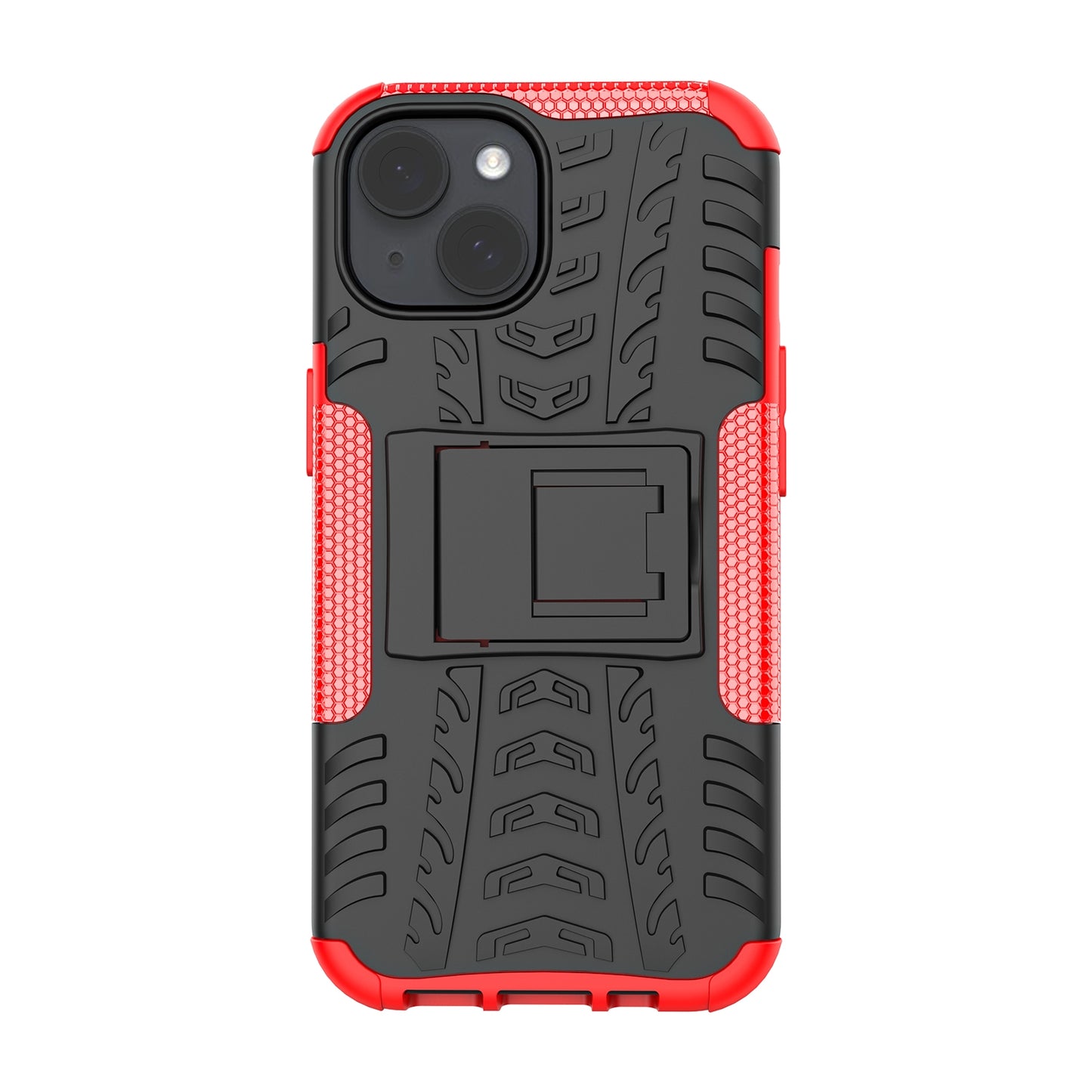 ELECTROPRIME For  iPhone 15 Tire Texture TPU + PC Phone Case with Holder(Red)