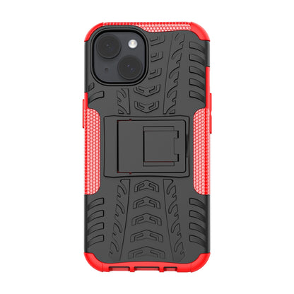 ELECTROPRIME For  iPhone 15 Tire Texture TPU + PC Phone Case with Holder(Red)