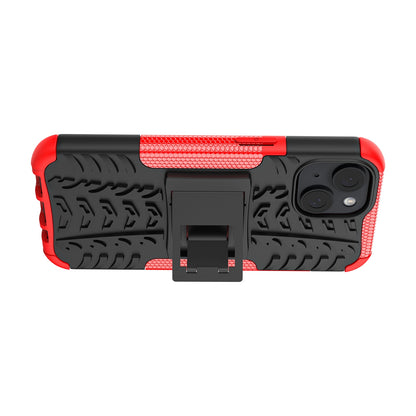 ELECTROPRIME For  iPhone 15 Tire Texture TPU + PC Phone Case with Holder(Red)