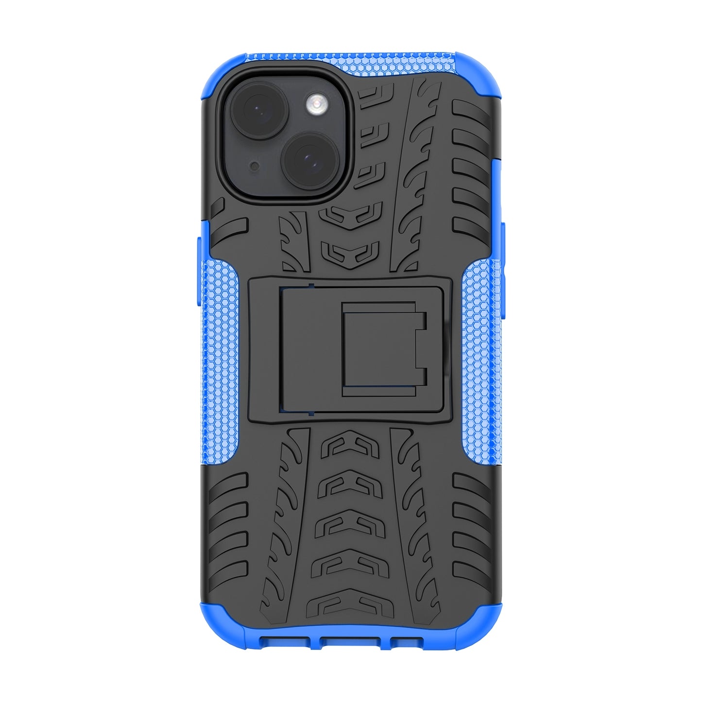 ELECTROPRIME For  iPhone 15 Tire Texture TPU + PC Phone Case with Holder(Blue)