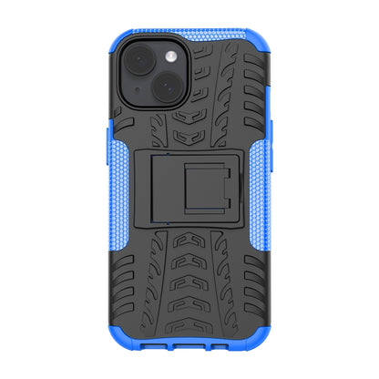 ELECTROPRIME For  iPhone 15 Tire Texture TPU + PC Phone Case with Holder(Blue)