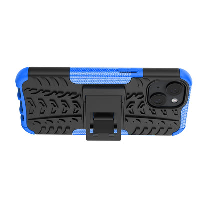 ELECTROPRIME For  iPhone 15 Tire Texture TPU + PC Phone Case with Holder(Blue)