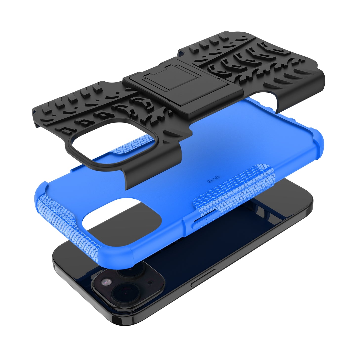 ELECTROPRIME For  iPhone 15 Tire Texture TPU + PC Phone Case with Holder(Blue)