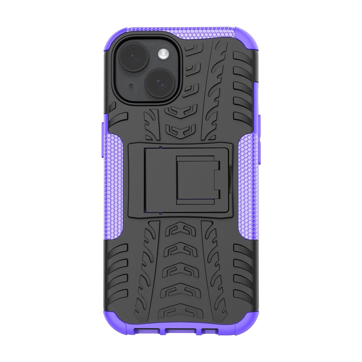 ELECTROPRIME For  iPhone 15 Tire Texture TPU + PC Phone Case with Holder(Purple)