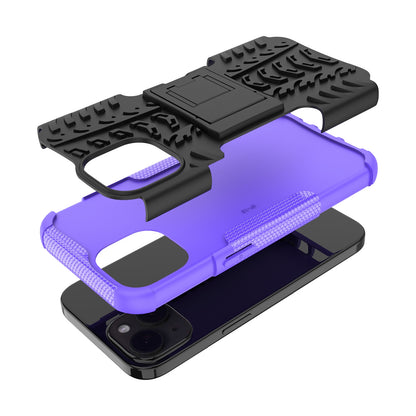 ELECTROPRIME For  iPhone 15 Tire Texture TPU + PC Phone Case with Holder(Purple)