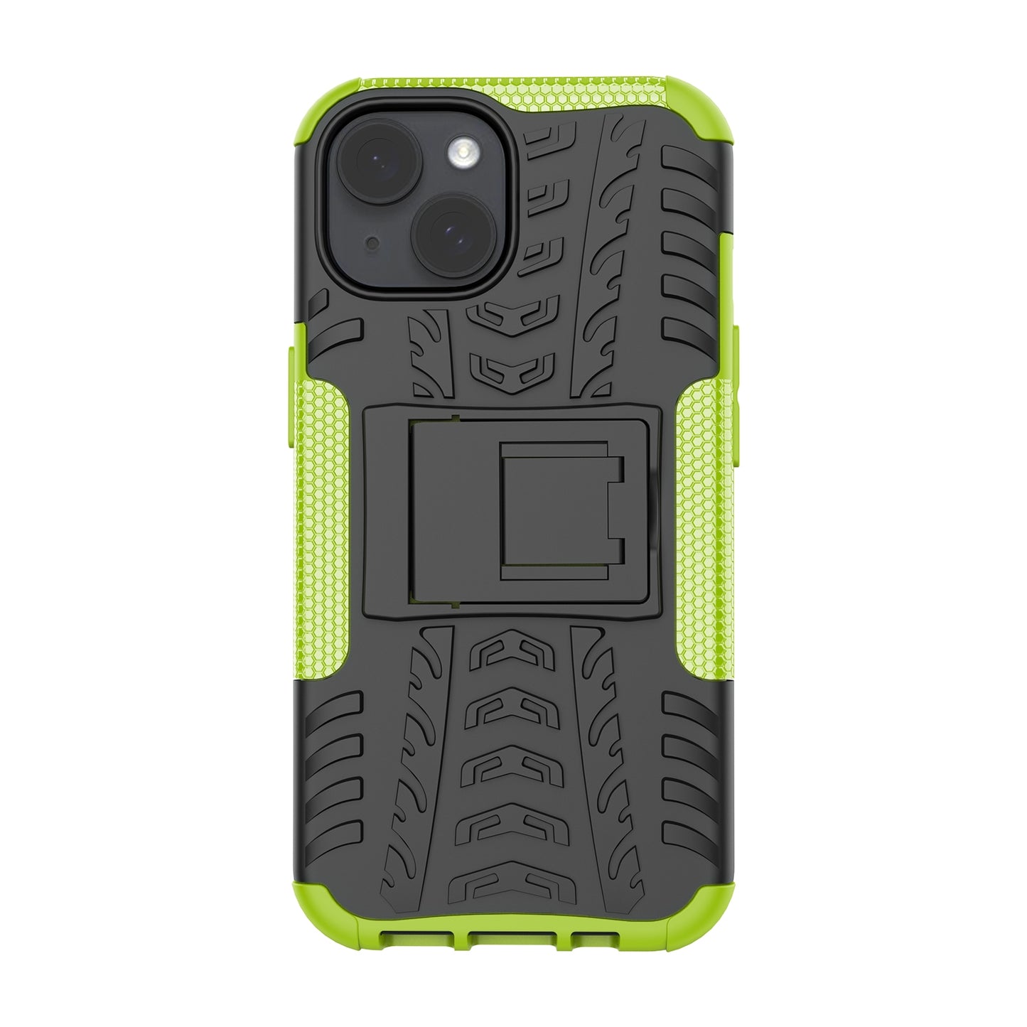 ELECTROPRIME For  iPhone 15 Tire Texture TPU + PC Phone Case with Holder(Green)