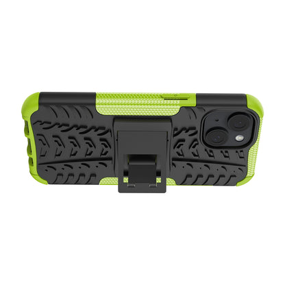 ELECTROPRIME For  iPhone 15 Tire Texture TPU + PC Phone Case with Holder(Green)