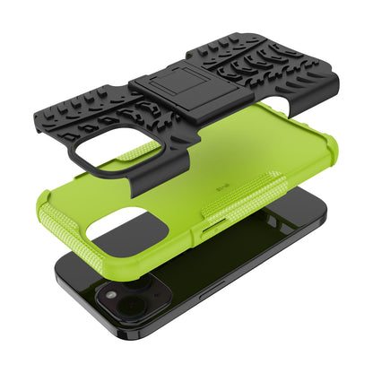 ELECTROPRIME For  iPhone 15 Tire Texture TPU + PC Phone Case with Holder(Green)