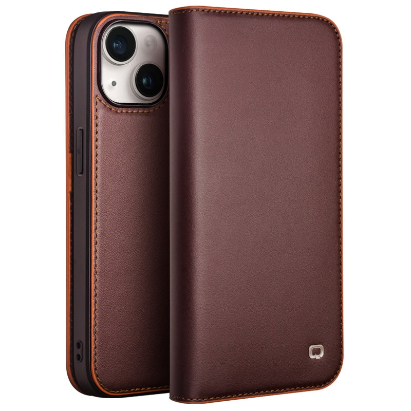 ELECTROPRIME For iPhone 15 Plus QIALINO Classic Gen2 Genuine Leather Phone Case(Brown)