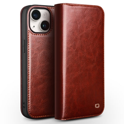 ELECTROPRIME For iPhone 15 Plus QIALINO Classic Genuine Leather Phone Case(Brown)