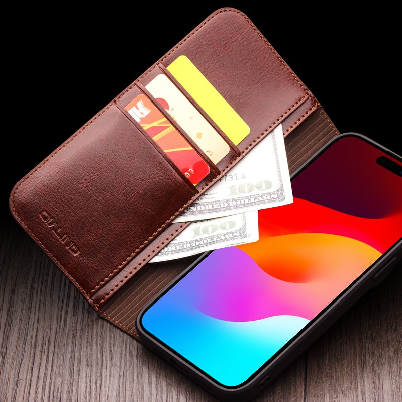 ELECTROPRIME For iPhone 15 Plus QIALINO Classic Genuine Leather Phone Case(Brown)
