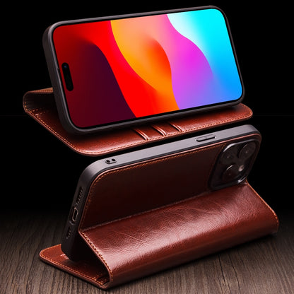 ELECTROPRIME For iPhone 15 Plus QIALINO Classic Genuine Leather Phone Case(Brown)