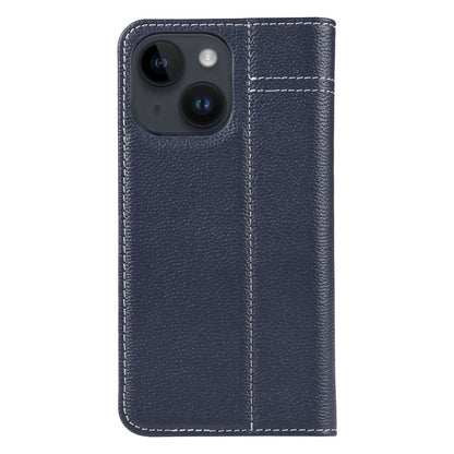 ELECTROPRIME For iPhone 15 GEBEI Top-grain Horizontal Flip Leather Phone Case(Blue)
