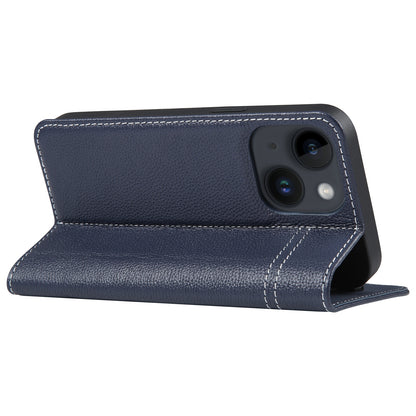 ELECTROPRIME For iPhone 15 GEBEI Top-grain Horizontal Flip Leather Phone Case(Blue)