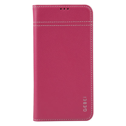 ELECTROPRIME For iPhone 15 GEBEI Top-grain Horizontal Flip Leather Phone Case(Rose Red)