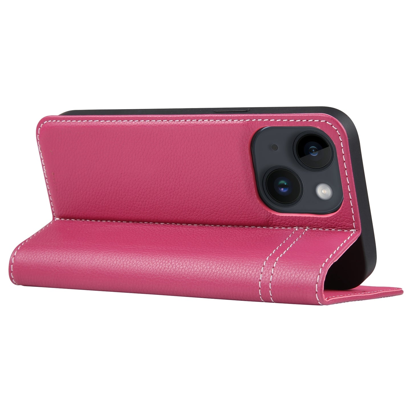 ELECTROPRIME For iPhone 15 GEBEI Top-grain Horizontal Flip Leather Phone Case(Rose Red)