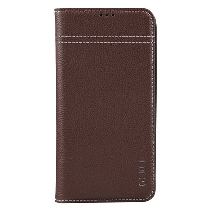 ELECTROPRIME For iPhone 15 GEBEI Top-grain Horizontal Flip Leather Phone Case(Brown)