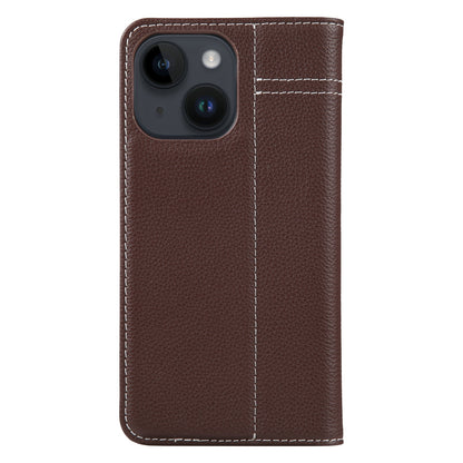ELECTROPRIME For iPhone 15 GEBEI Top-grain Horizontal Flip Leather Phone Case(Brown)
