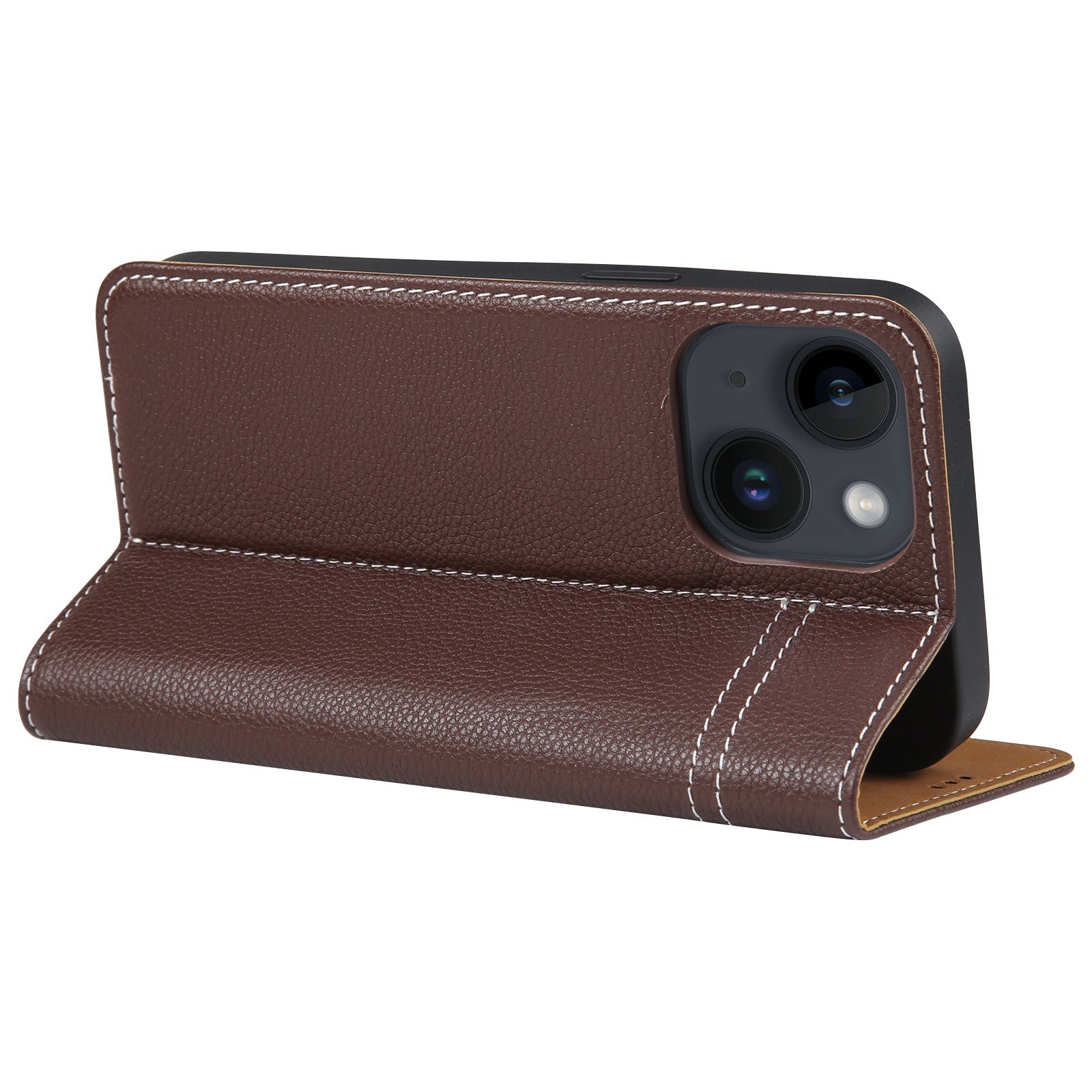ELECTROPRIME For iPhone 15 GEBEI Top-grain Horizontal Flip Leather Phone Case(Brown)