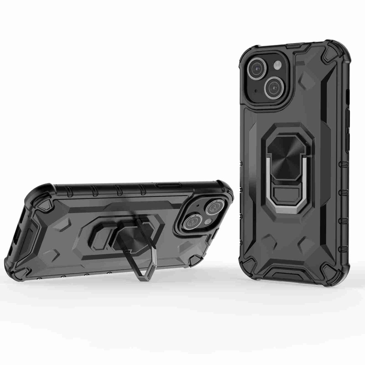 ELECTROPRIME For iPhone 15 Plus Ice Armor Series Ring Holder Phone Case(Black)